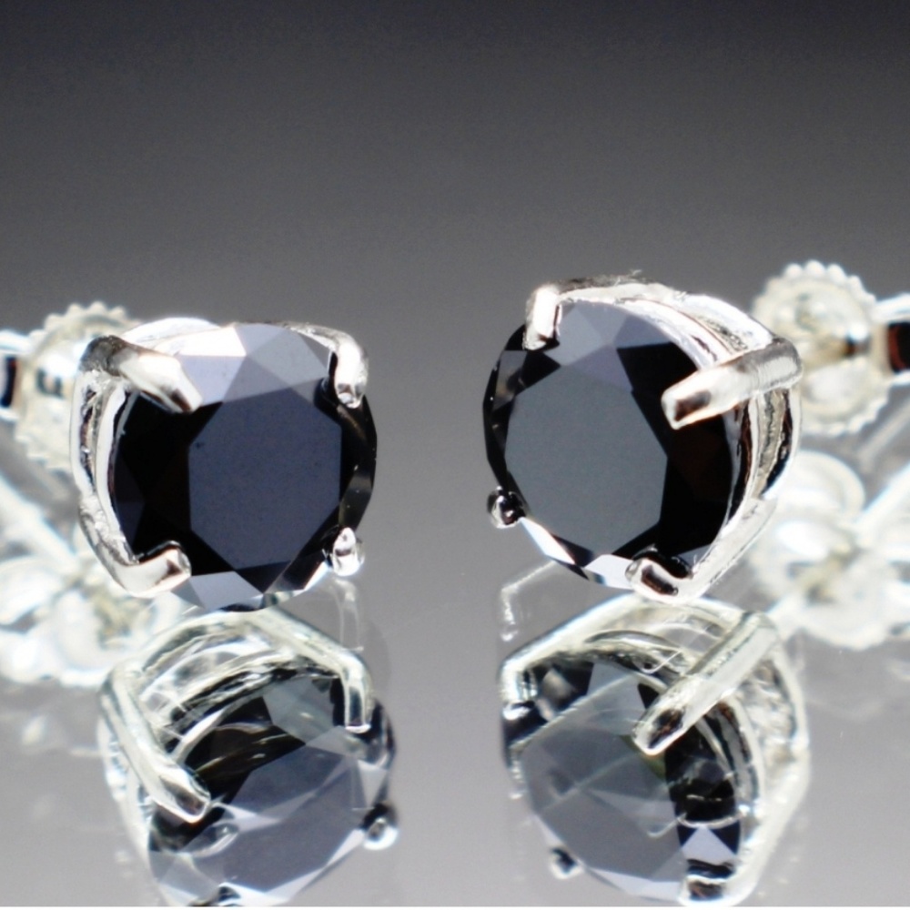 Hot Black Diamond Stud Earrings